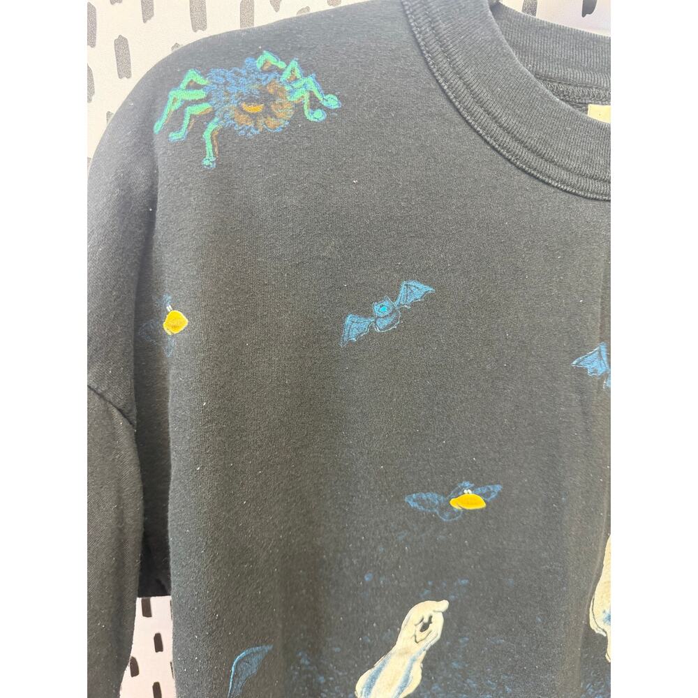90s VINTAGE HAND PAINTED HALLOWEEN GHOST IN JACK O LANTERN crew SWEATSHIRT - Picture 5 of 11